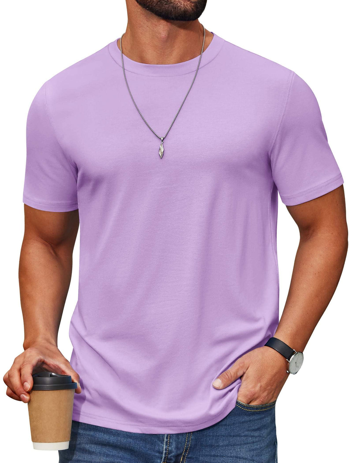 COOFANDY Men's T Shirt Short Sleeve Cotton Blend T-Shirts Crew Neck Casual Summer Basic Tee Shirts