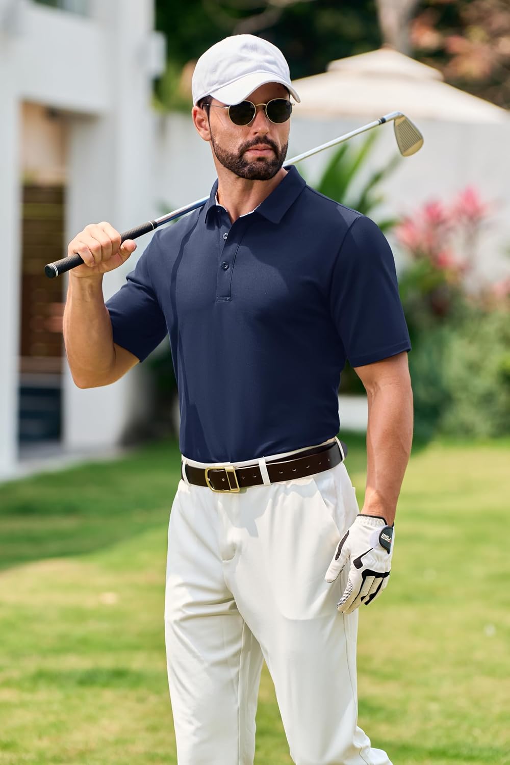 Cotrasen Men's Polo Shirts Short Sleeve Classic Fit Cotton Pique Casual Tee
