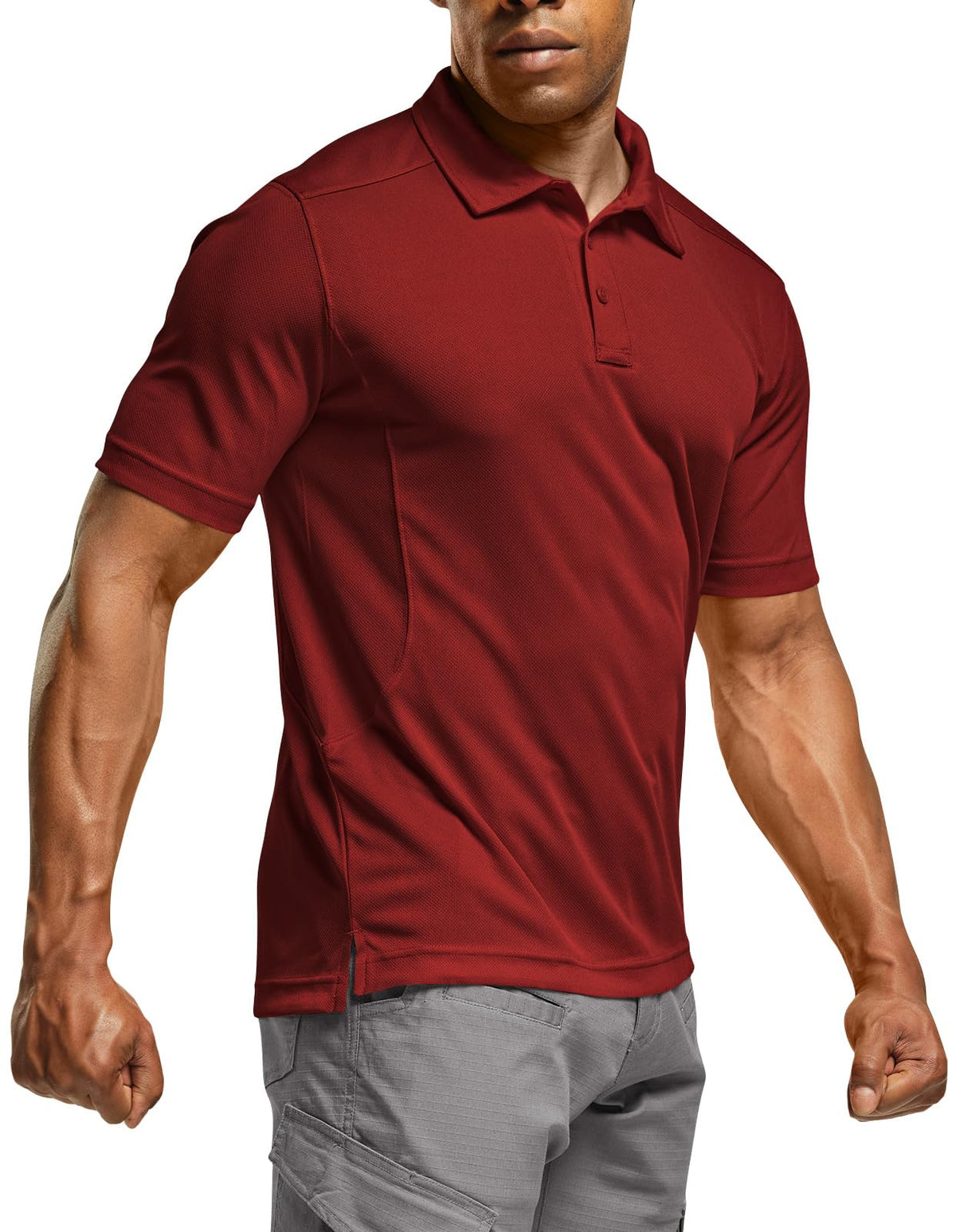 CQR Men's Quick Dry Tactical Polo Shirt, Lightweight Breathable Performance Polo, Short Sleeve UPF 50+ Outdoor Golf Shirt