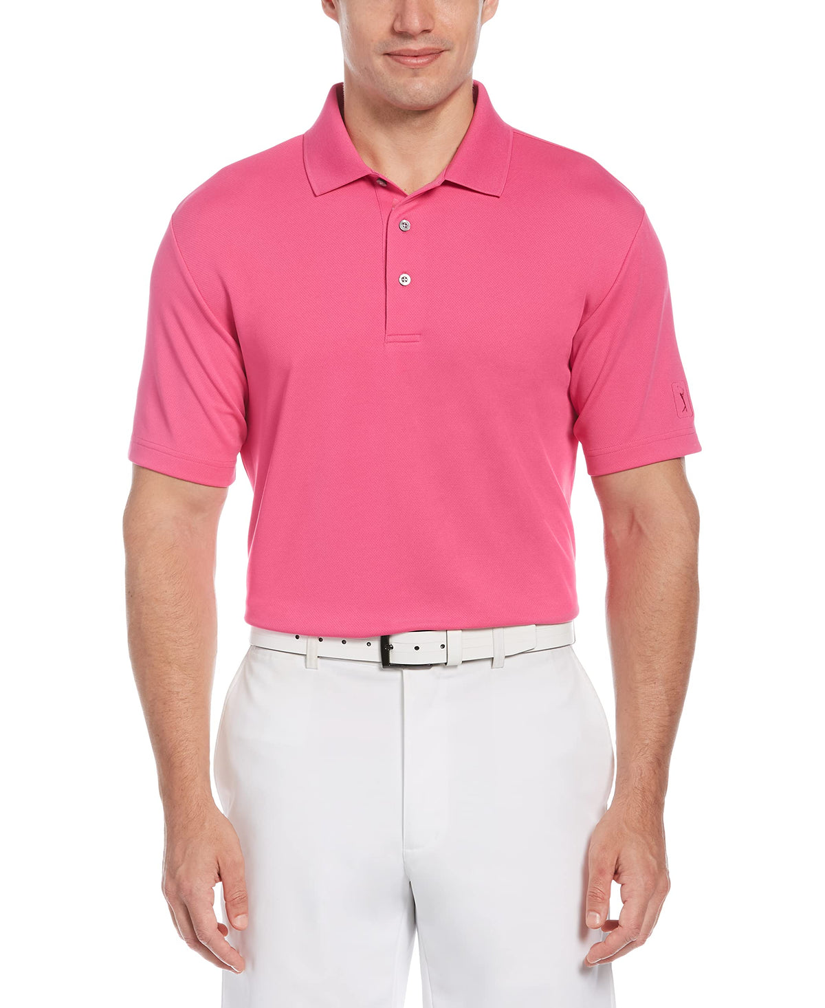 PGA Tour Men's Airflux Solid Mesh Short Sleeve Classic Golf Polo Shirt