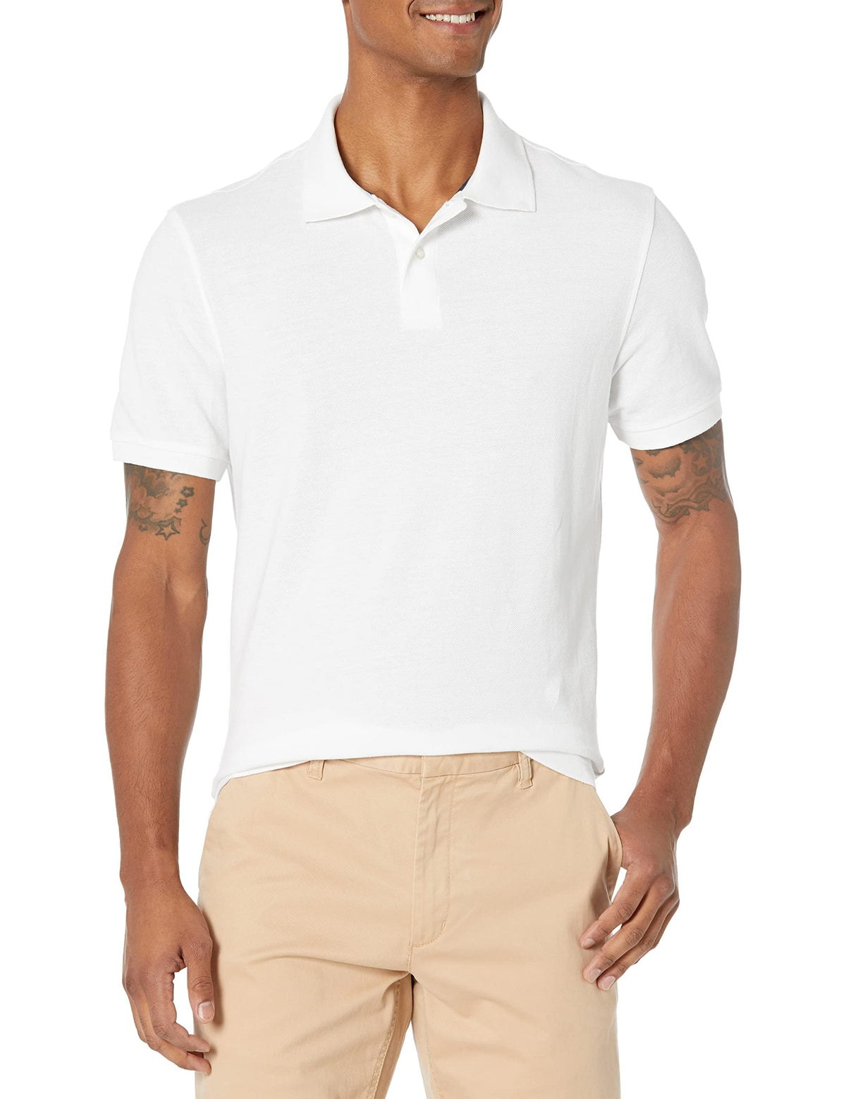 Amazon Essentials Men's Short Sleeve Slim-Fit Cotton Pique Polo Shirt, Breathable Collared