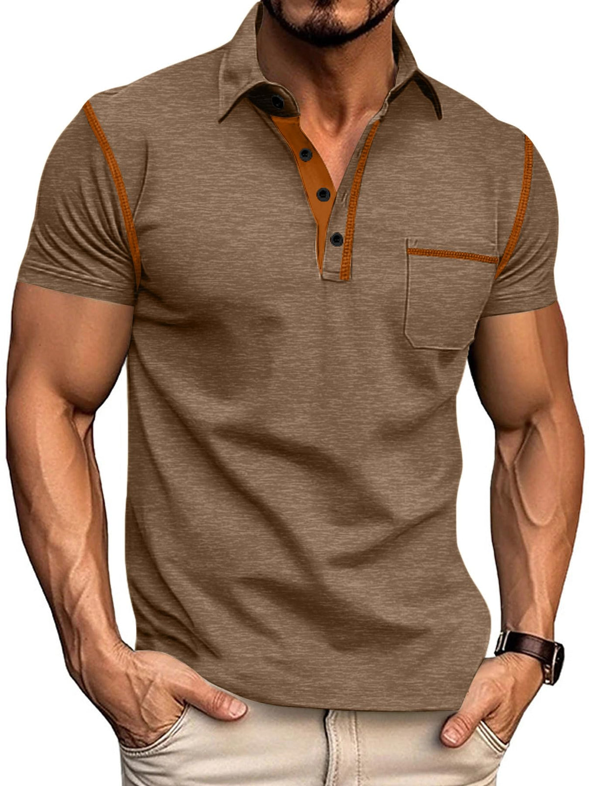 Men's Polo Shirts Short Sleeve Golf Polo T Shirt Lightweight Casual Button Down Shirts Summer Collared with Pocket