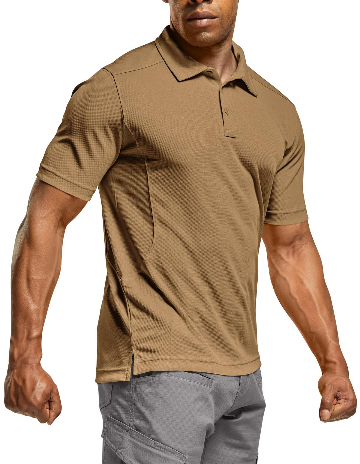 CQR Men's Quick Dry Tactical Polo Shirt, Lightweight Breathable Performance Polo, Short Sleeve UPF 50+ Outdoor Golf Shirt