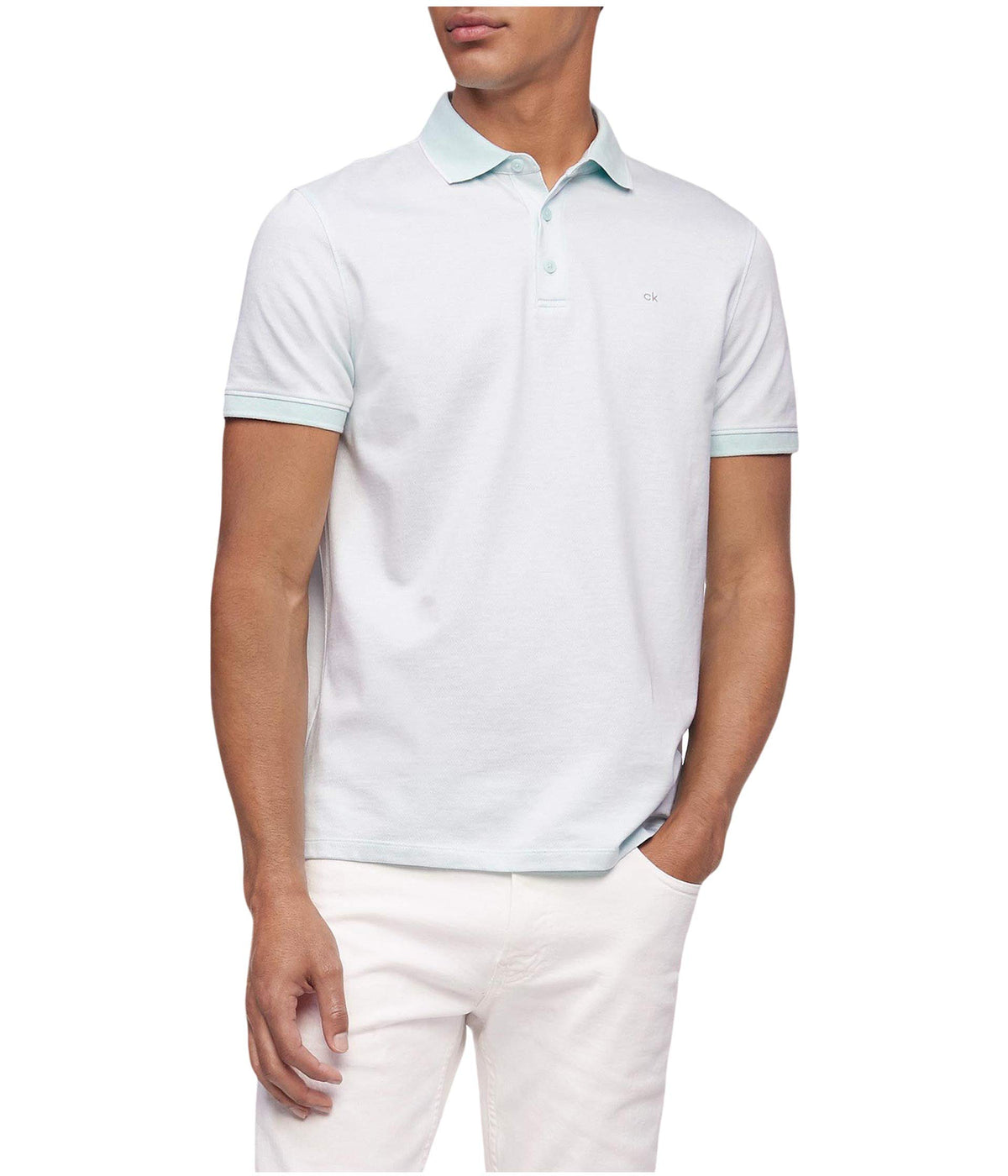 Calvin Klein Men's Liquid Touch Polo Stripe with UV Protection