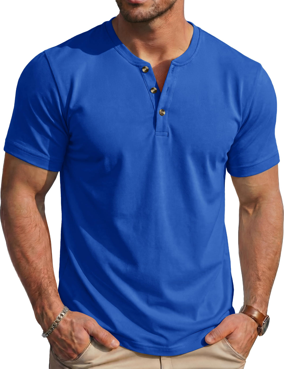 MAGCOMSEN Men's Henley Short Sleeve Shirt Moisture Wicking Lightweight Cotton T-Shirts Casual Summer Basic Tee Shirt