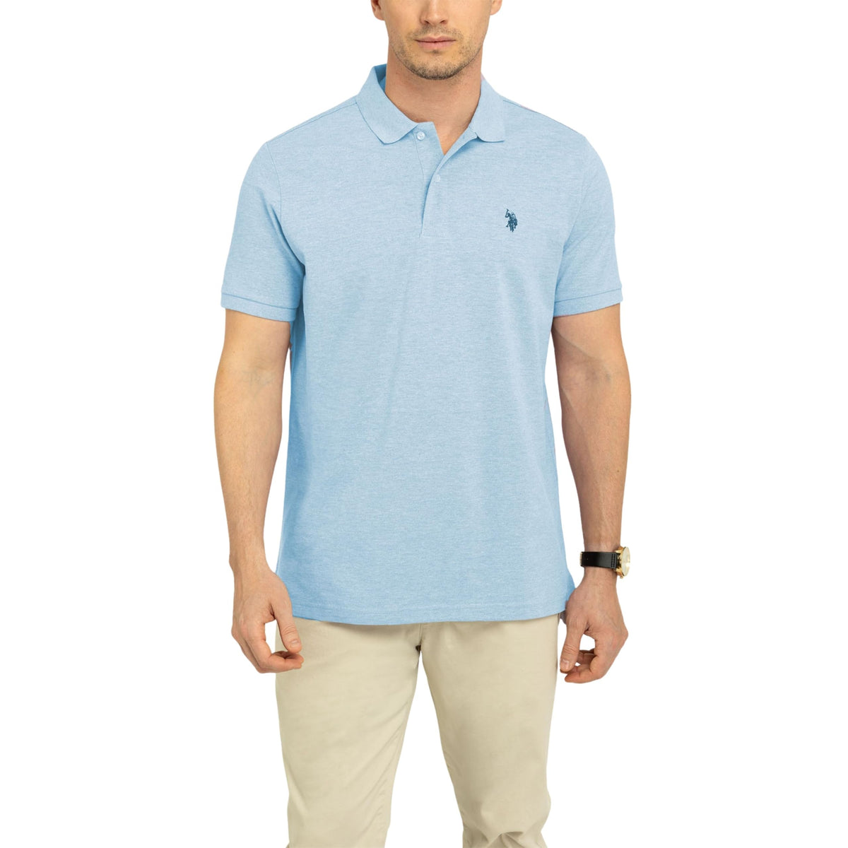 U.S. Polo Assn. Men's Classic Polo Shirt, Two-Button Closure Pique Polo Shirt, Summer Fashion Golf Shirt