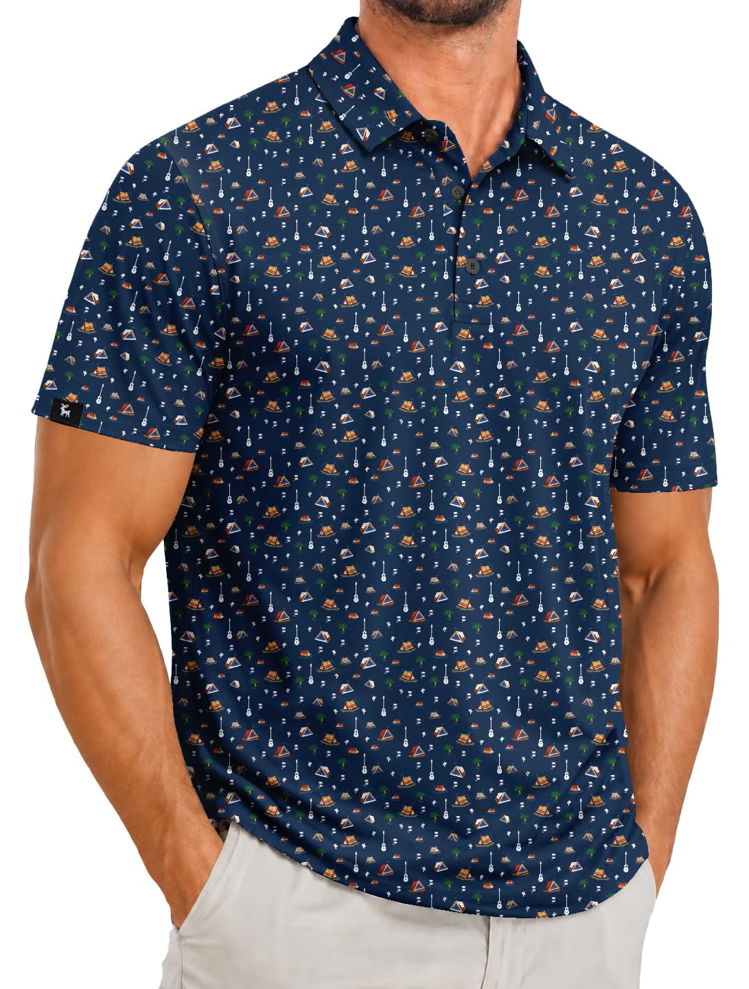 ZITY Men's Golf Polo Shirts Short Sleeve Print Patterns Moisture Wicking