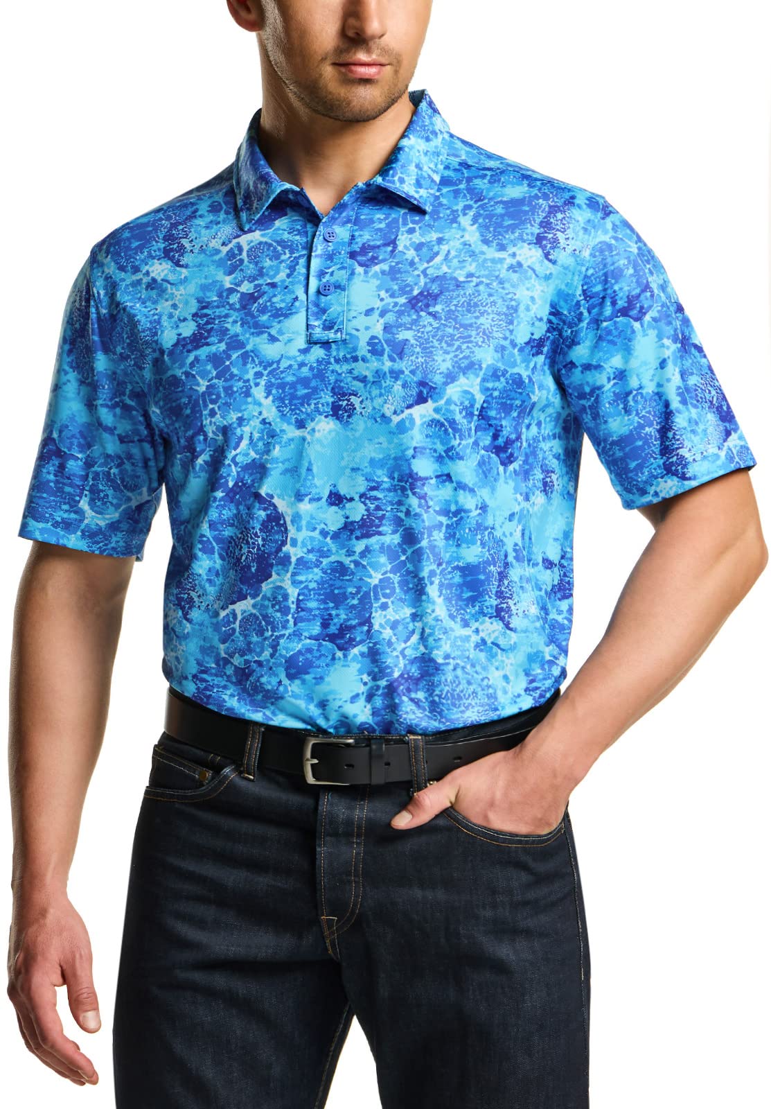 CQR Men's Quick Dry Tactical Polo Shirt, Lightweight Breathable Performance Polo, Short Sleeve UPF 50+ Outdoor Golf Shirt
