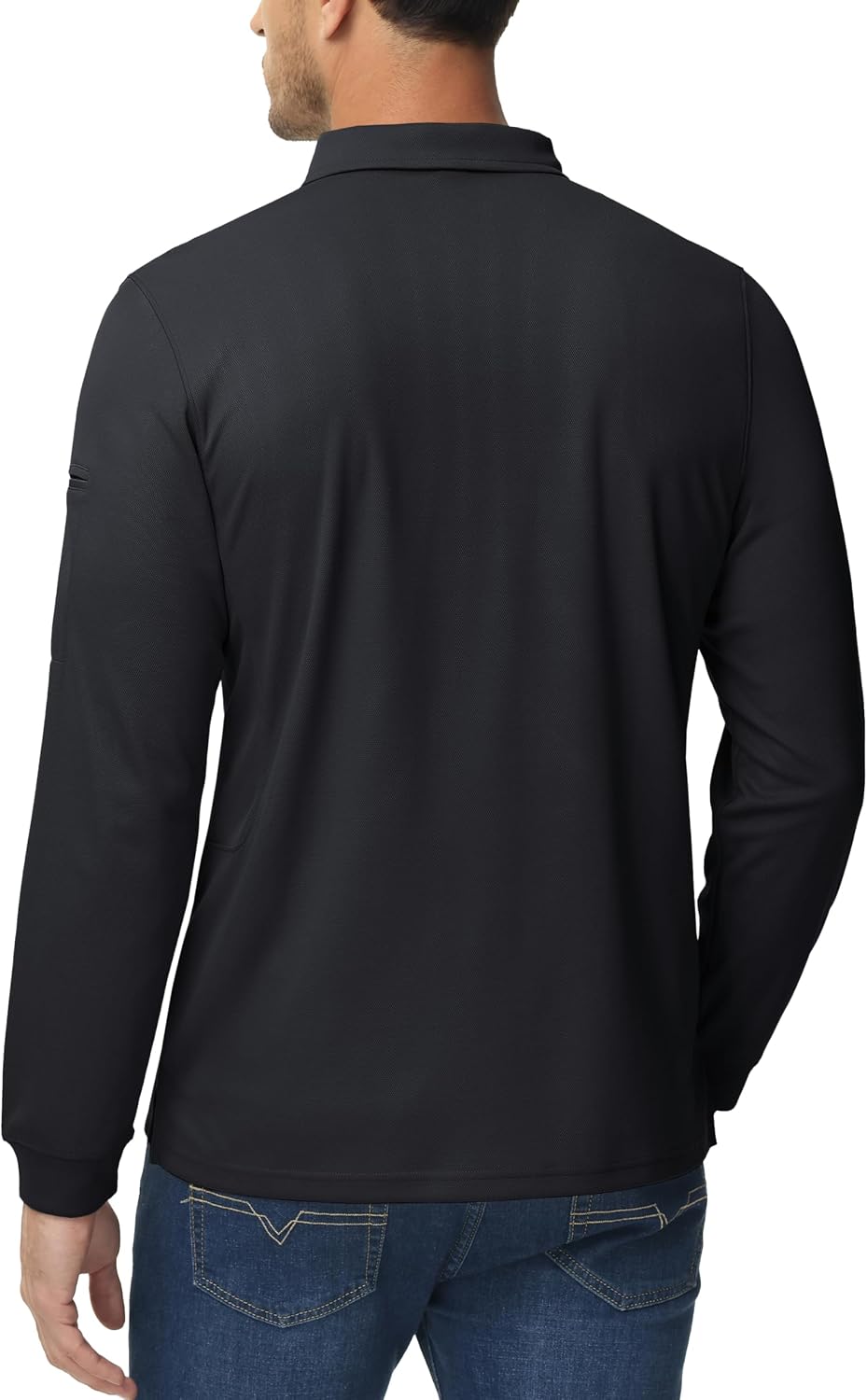 MAGCOMSEN Men's Polo Shirts 3 Button Quick Dry Performance Long Sleeve Tactical Shirts Pique Jersey Golf Shirt
