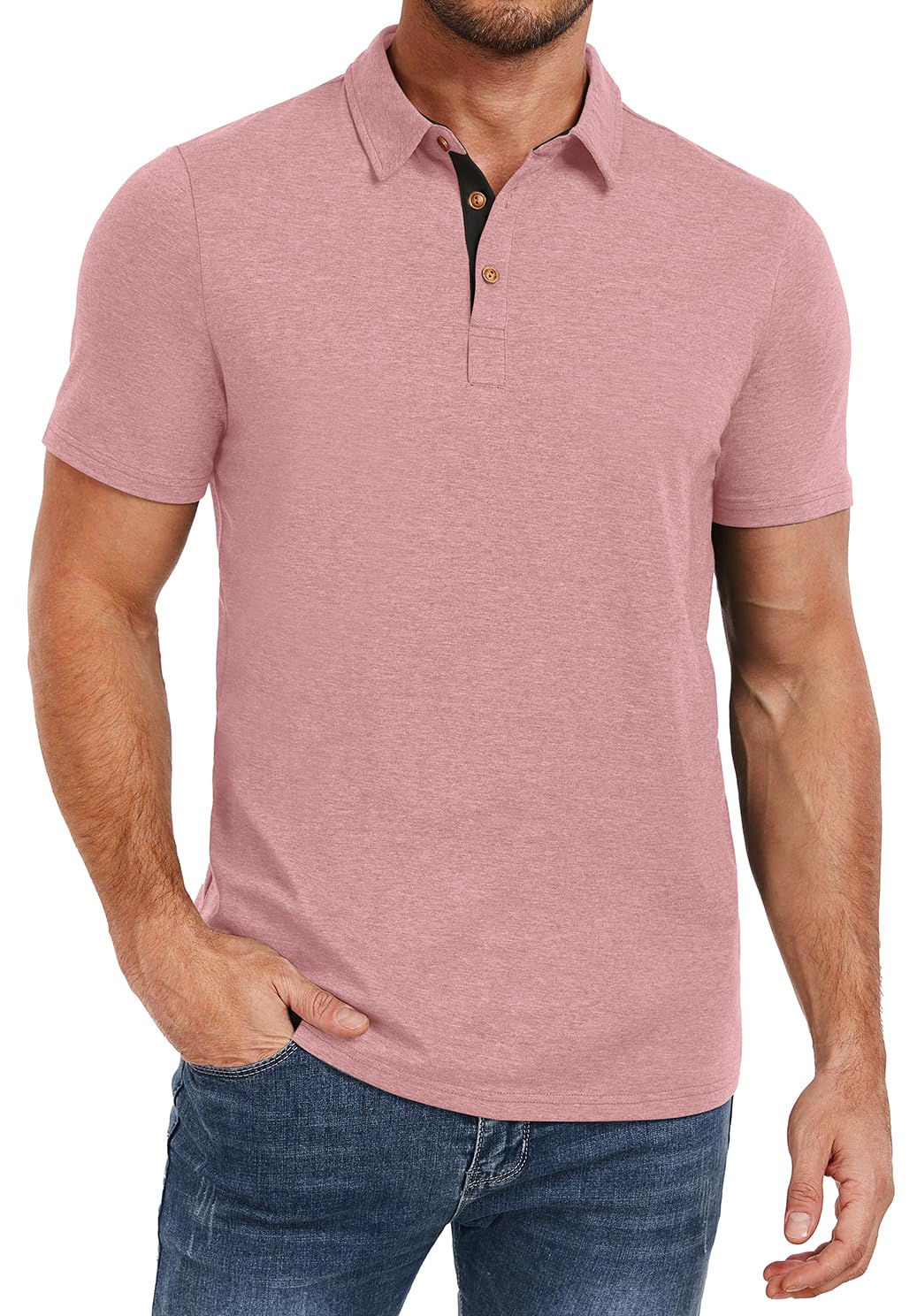 PEGENO Mens Polo Shirts Short Sleeve Casual Cotton Golf Shirts Performance Polo Shirts for Men