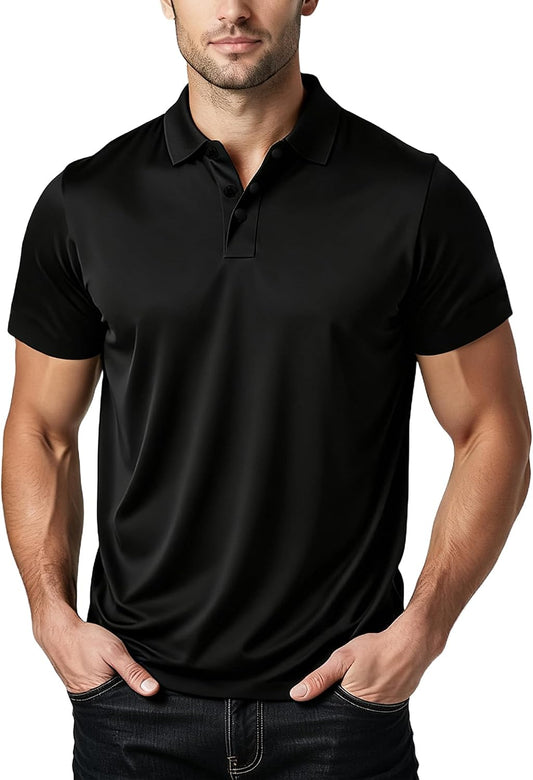 Polo Shirts for Men: Quick Dry Moisture Wicking High Elasticity Convenient Slim Fit Polo Runs Small