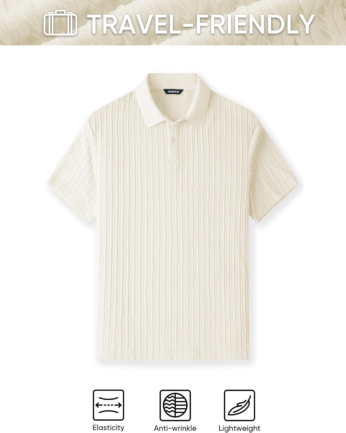 JMIERR Men's Textured Polo Shirt Short Sleeve