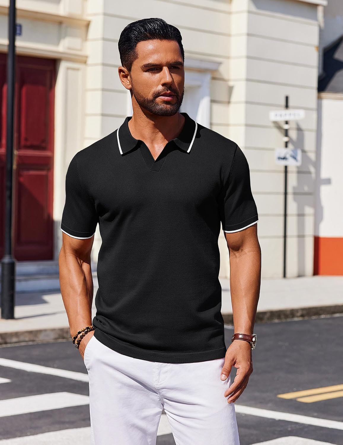 COOFANDY Mens Polo Shirts Short Sleeve Casual Knit Polo Shirt Golf T Shirt