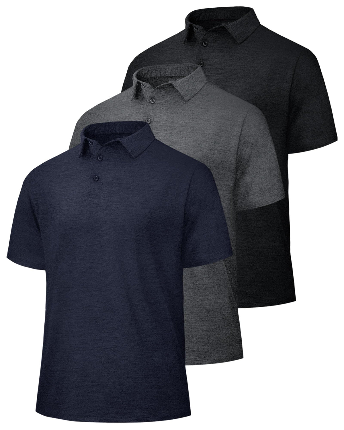 BOOJO 5 Pack Polo Shirts for Men - Quick Dry Moisture Wicking Performance Short Sleeve Mens Golf Shirts for Work Athletic