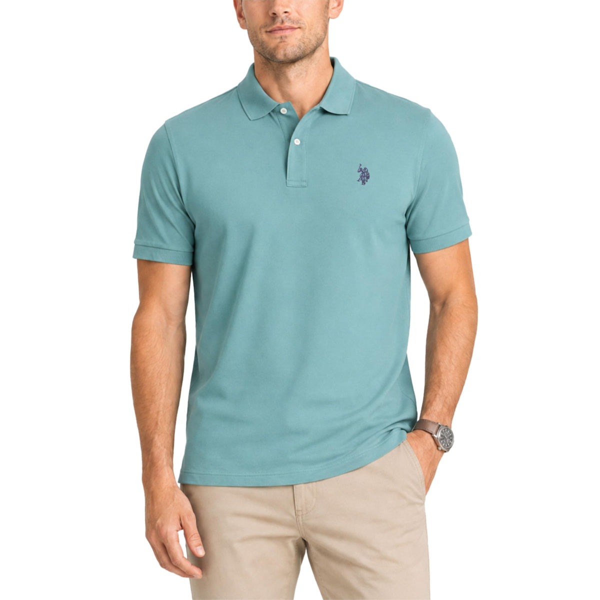 U.S. Polo Assn. Men's Classic Polo Shirt, Two-Button Closure Pique Polo Shirt, Summer Fashion Golf Shirt