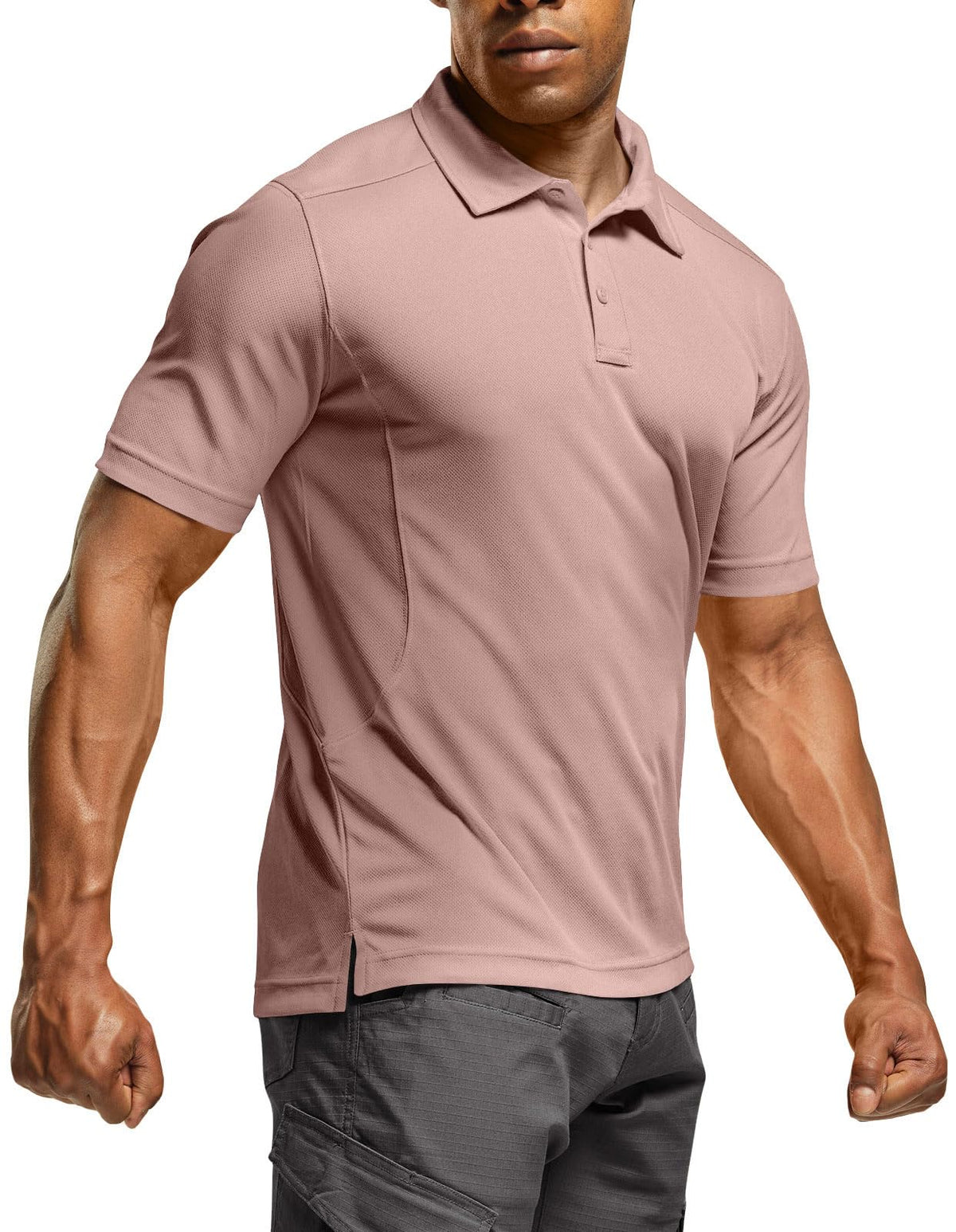 CQR Men's Quick Dry Tactical Polo Shirt, Lightweight Breathable Performance Polo, Short Sleeve UPF 50+ Outdoor Golf Shirt