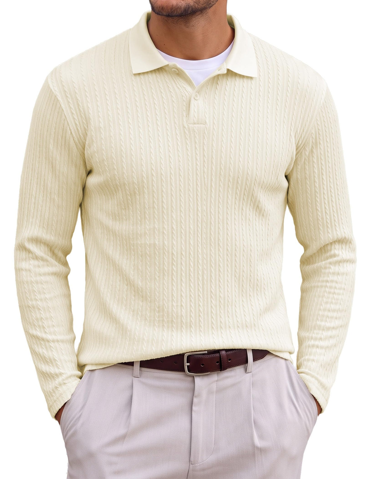 JMIERR Men's Textured Polo Shirt Short Sleeve