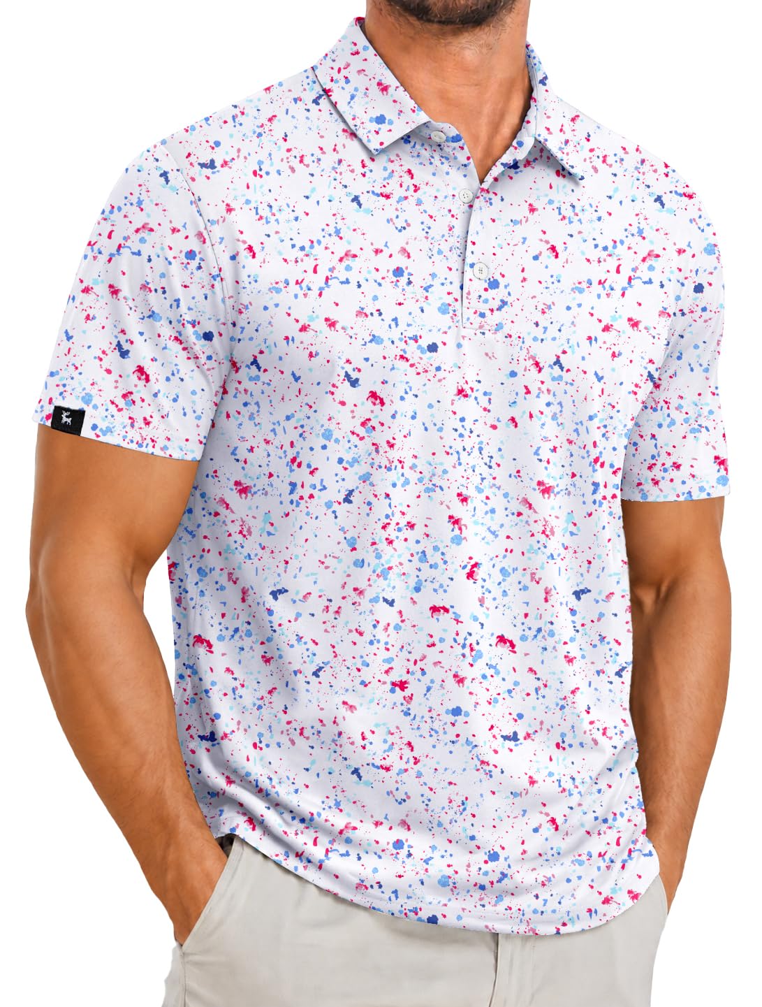 ZITY Men's Golf Polo Shirts Short Sleeve Print Patterns Moisture Wicking
