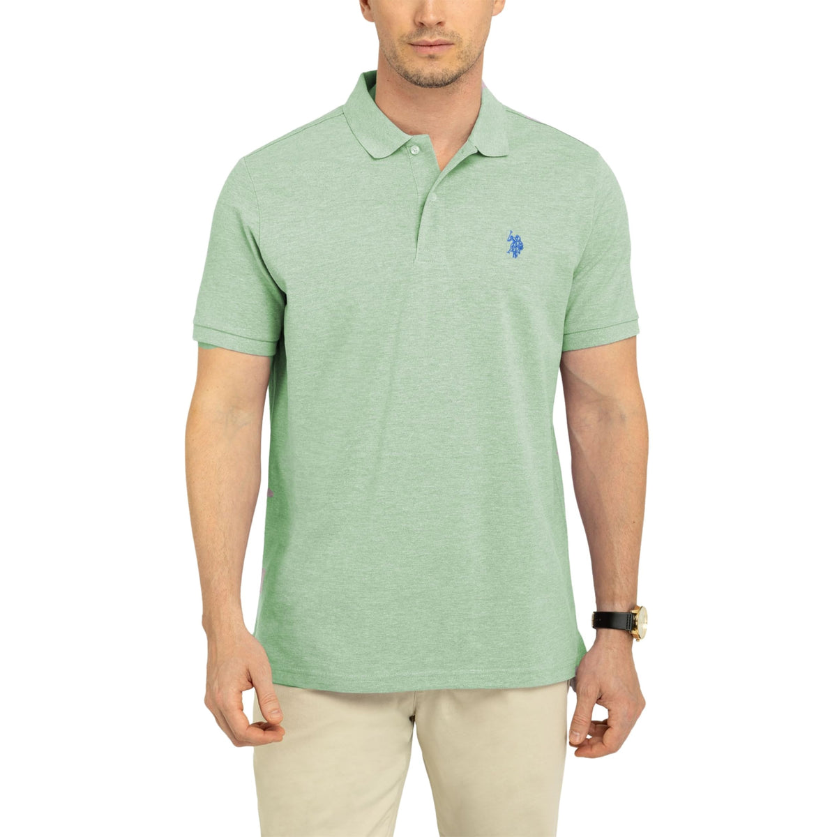 U.S. Polo Assn. Men's Classic Polo Shirt, Two-Button Closure Pique Polo Shirt, Summer Fashion Golf Shirt