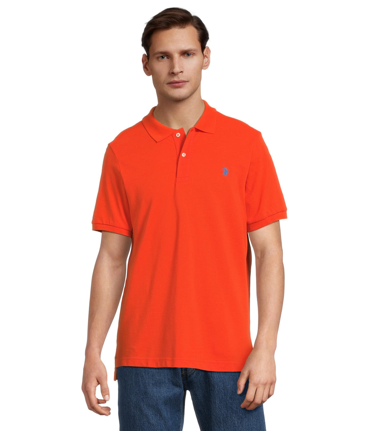 U.S. Polo Assn. Men's Classic Polo Shirt, Two-Button Closure Pique Polo Shirt, Summer Fashion Golf Shirt