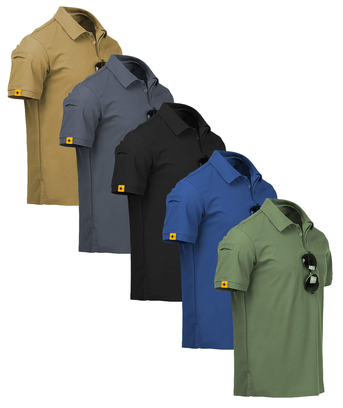ZITY 5 Pack Mens Polo Shirt Short Sleeve Moisture Wicking Golf T-Shirt