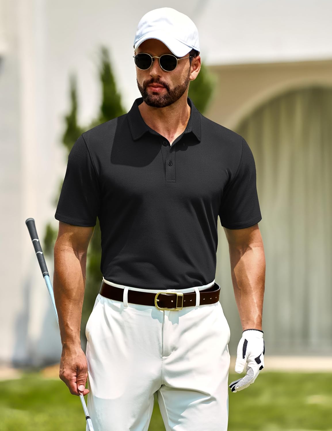 Cotrasen Men's Polo Shirts Short Sleeve Cotton Pique Classic Golf Shirts