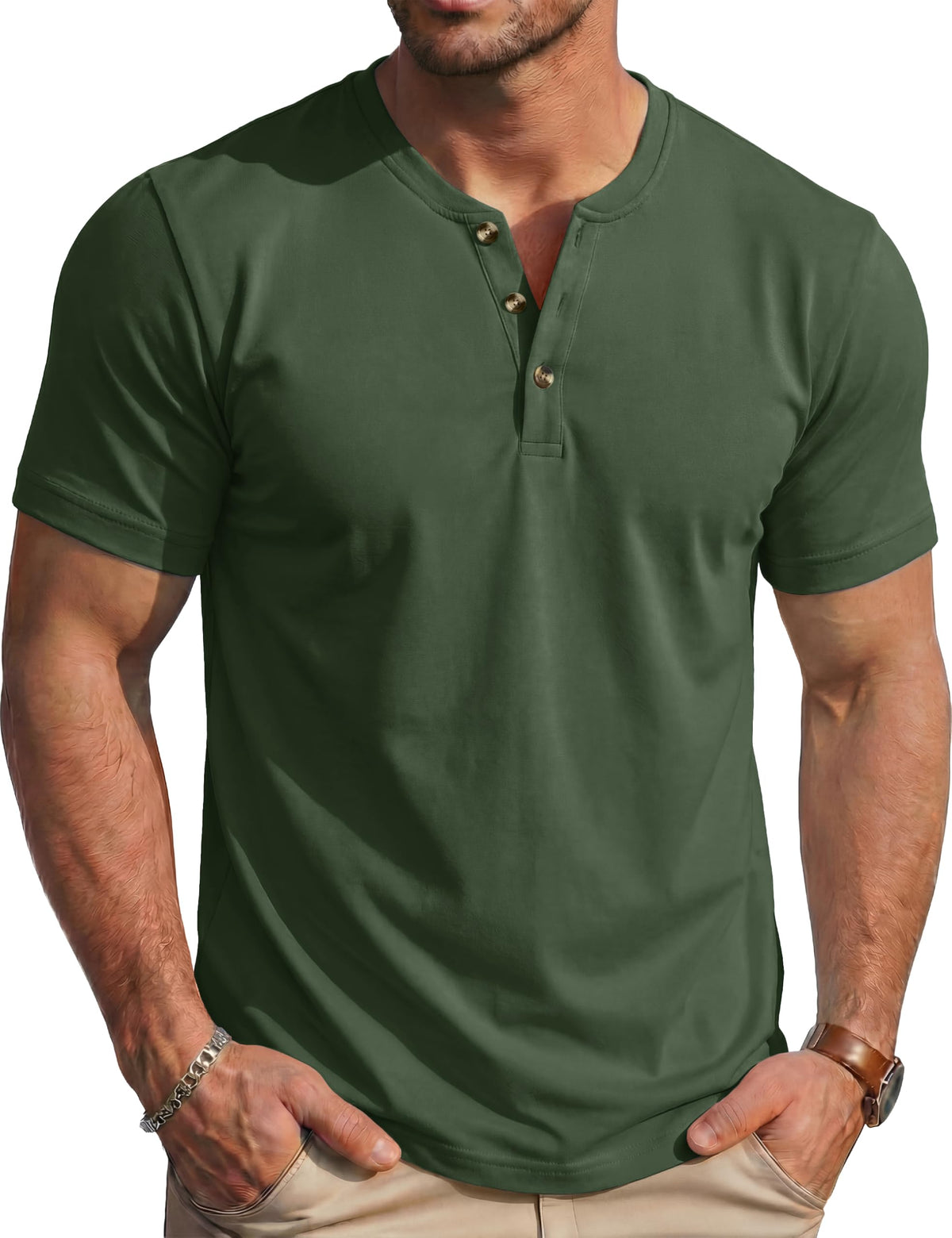 MAGCOMSEN Men's Henley Short Sleeve Shirt Moisture Wicking Lightweight Cotton T-Shirts Casual Summer Basic Tee Shirt