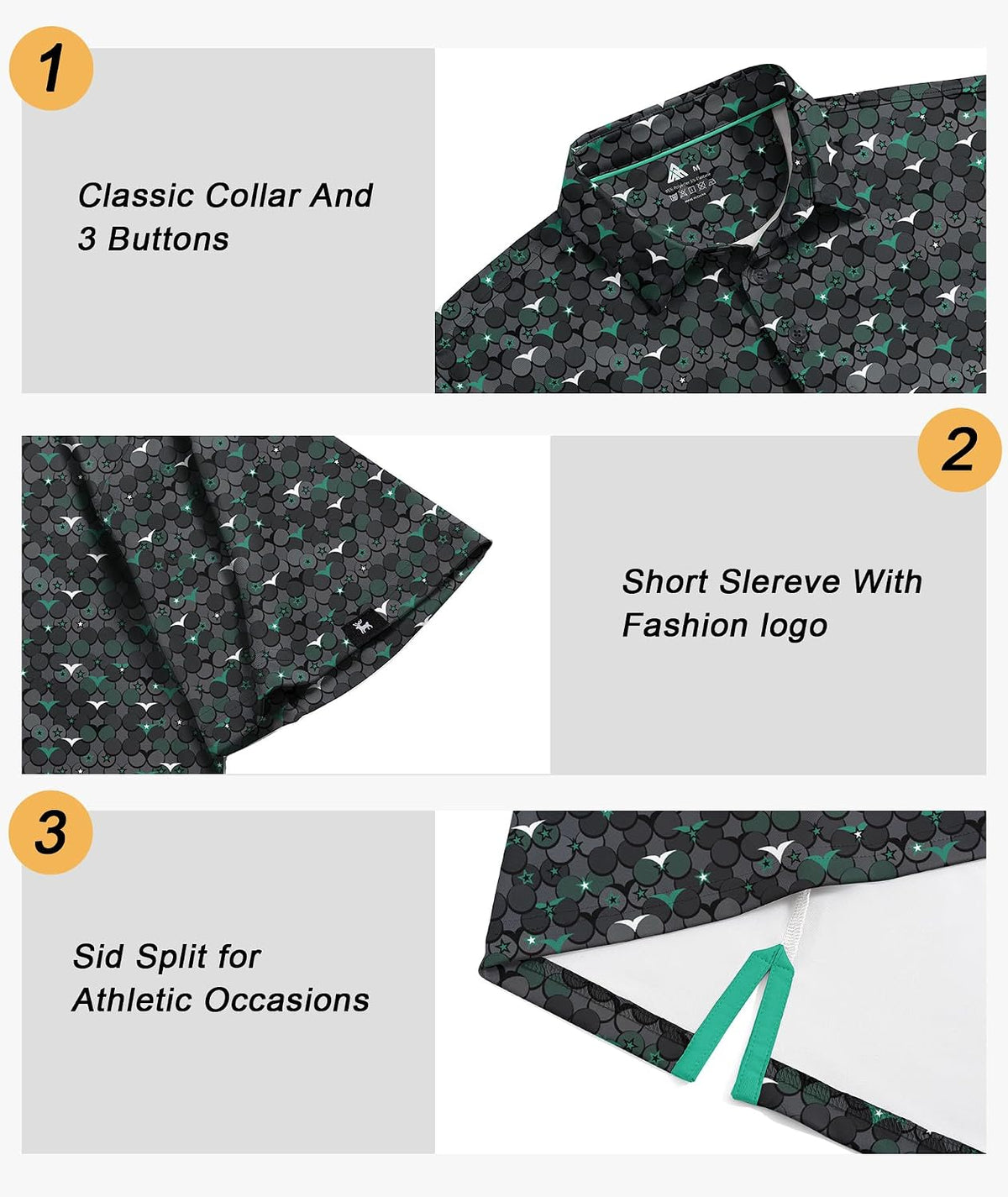 SWISSWELL Men's Moisture Wicking Performance Collared Short Sleeve Golf Shirt