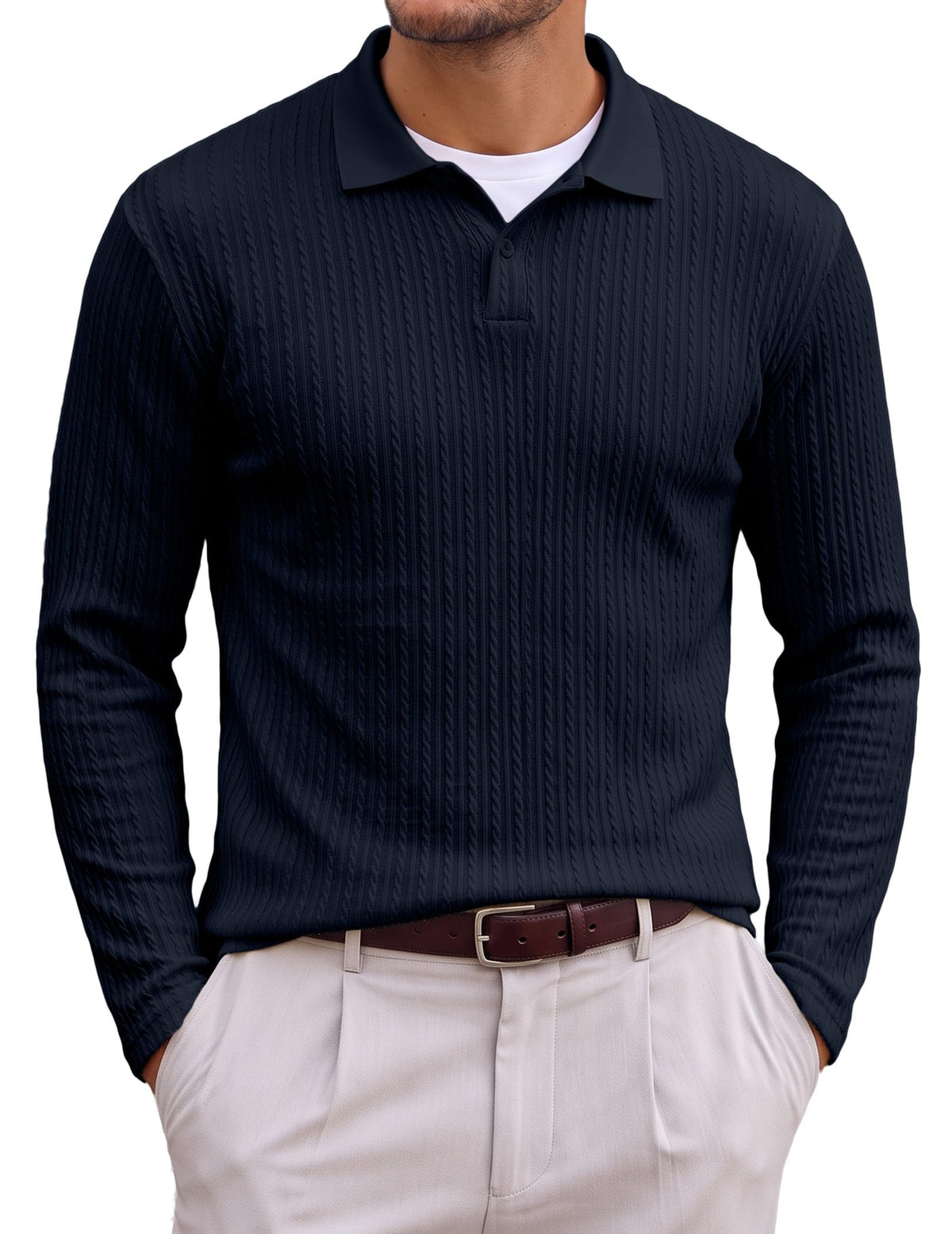 JMIERR Men's Textured Polo Shirt Short Sleeve