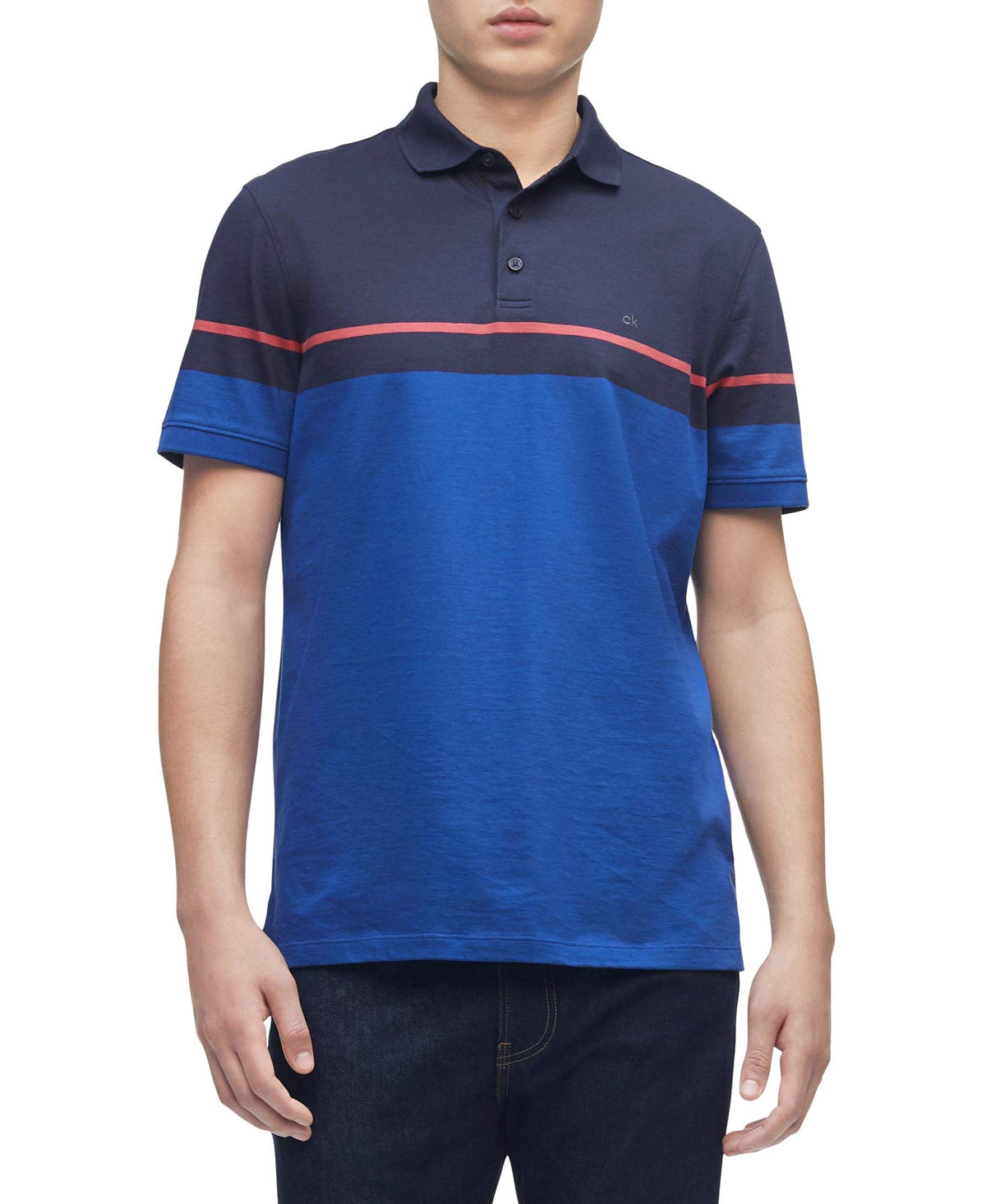 Calvin Klein Men's Liquid Touch Polo Stripe with UV Protection