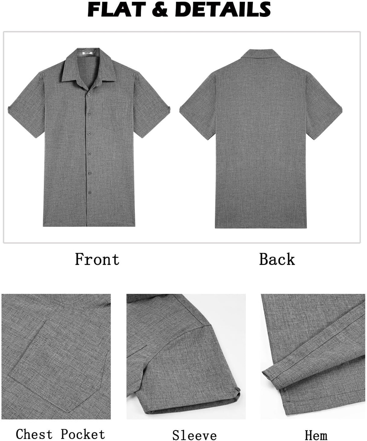 COOFANDY Men's Button Down Shirts Short Sleeve Casual Shirts Summer Beach Linen Shirts with Pocket
