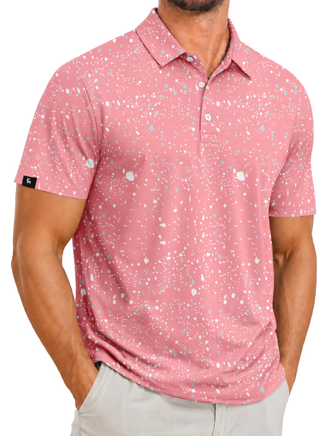 ZITY Men's Golf Polo Shirts Short Sleeve Print Patterns Moisture Wicking