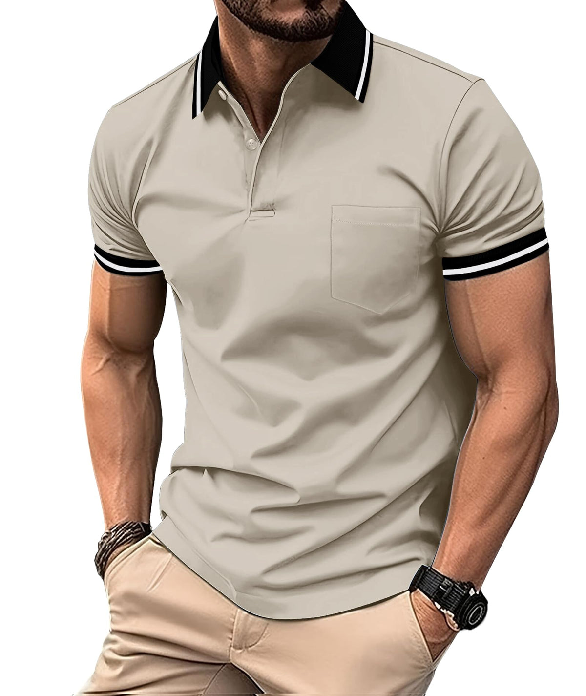 ZITY Mens Polo Shirts Short Sleeve Casual Collared Golf Shirts with Pocket