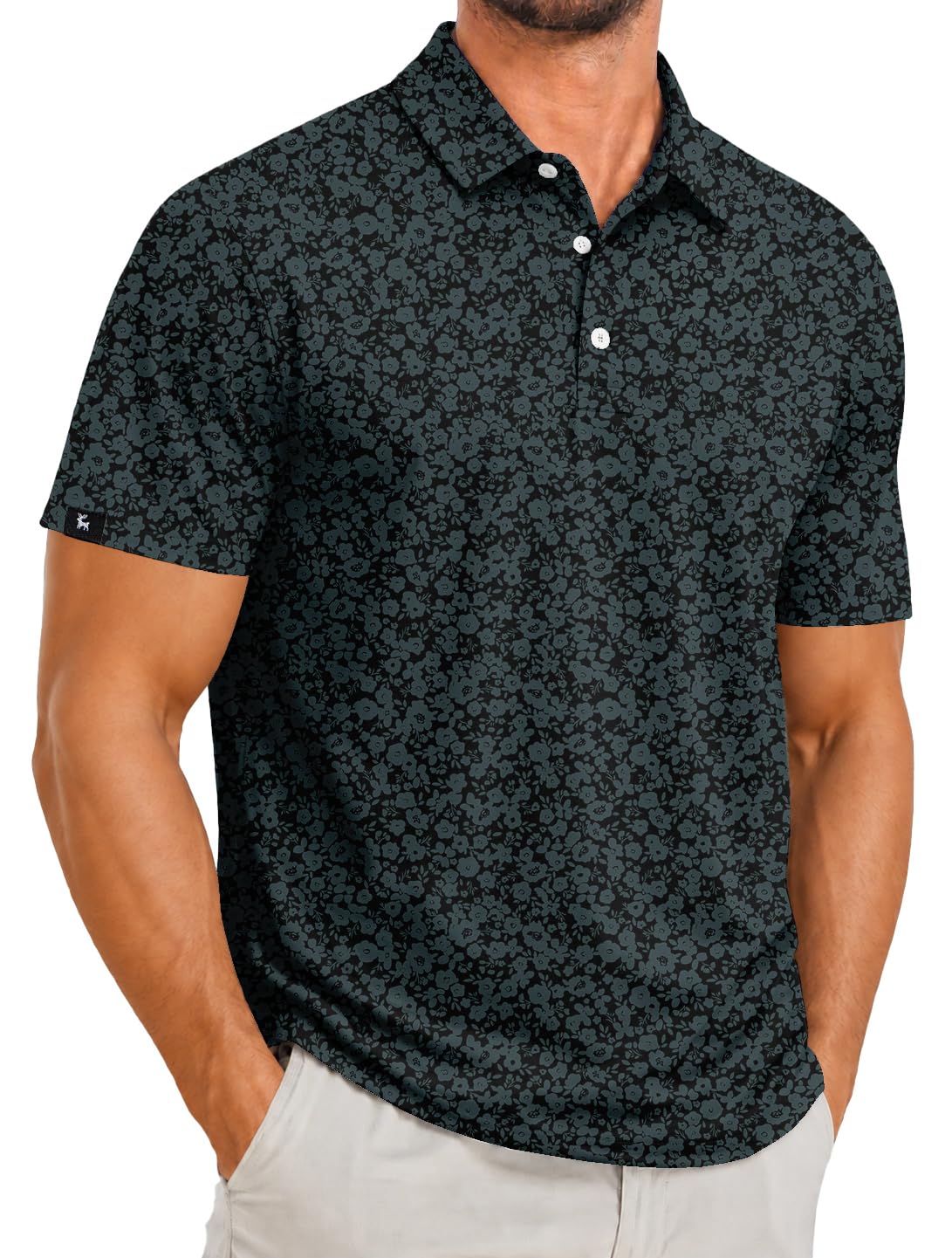 ZITY Men's Golf Polo Shirts Short Sleeve Print Patterns Moisture Wicking