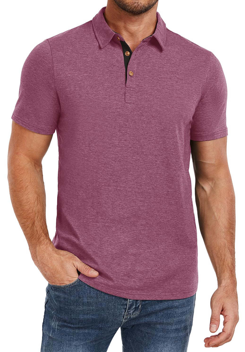 PEGENO Mens Polo Shirts Short Sleeve Casual Cotton Golf Shirts Performance Polo Shirts for Men
