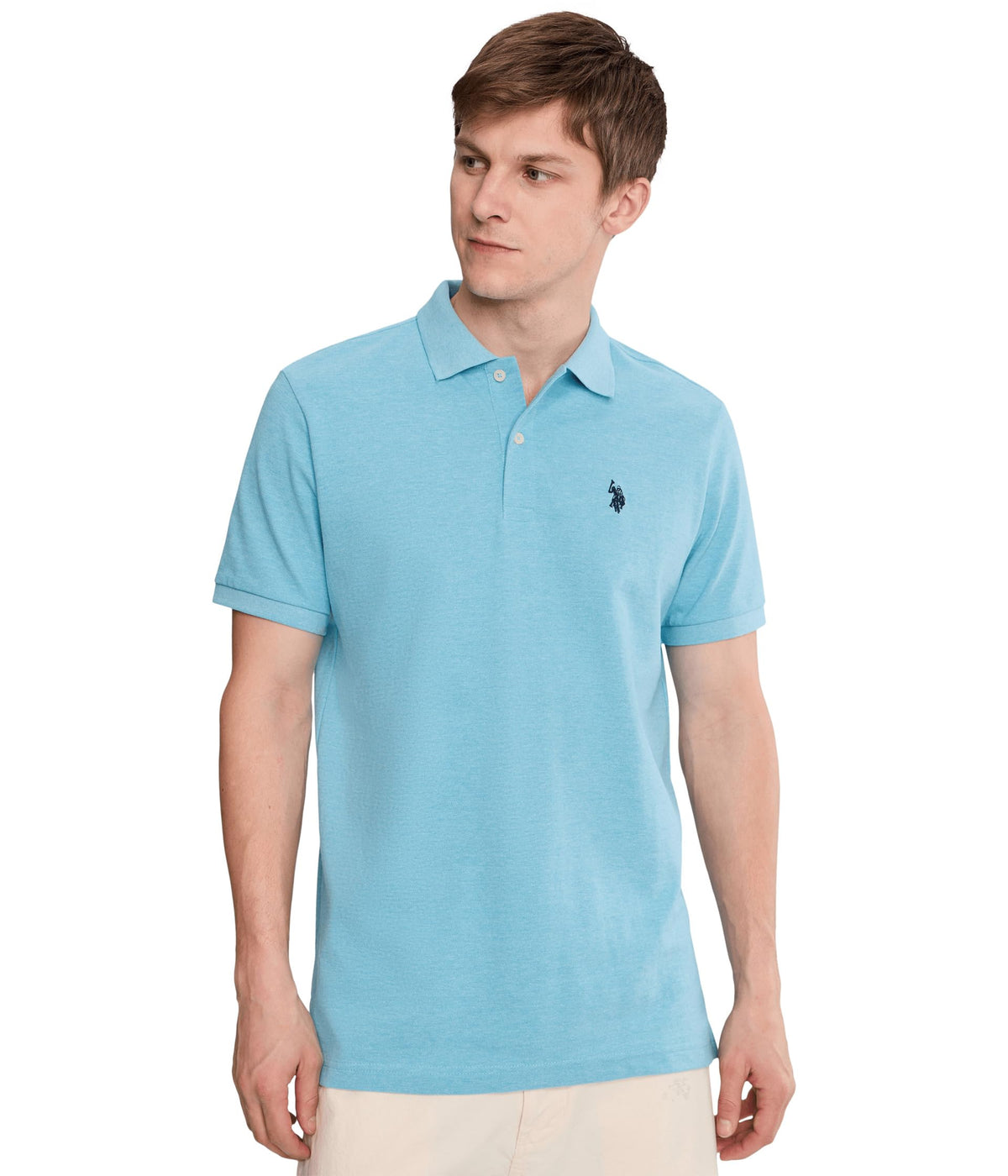 U.S. Polo Assn. Men's Classic Polo Shirt, Two-Button Closure Pique Polo Shirt, Summer Fashion Golf Shirt