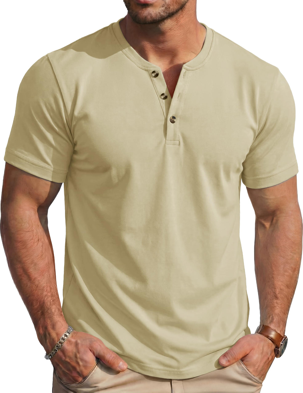 MAGCOMSEN Men's Henley Short Sleeve Shirt Moisture Wicking Lightweight Cotton T-Shirts Casual Summer Basic Tee Shirt