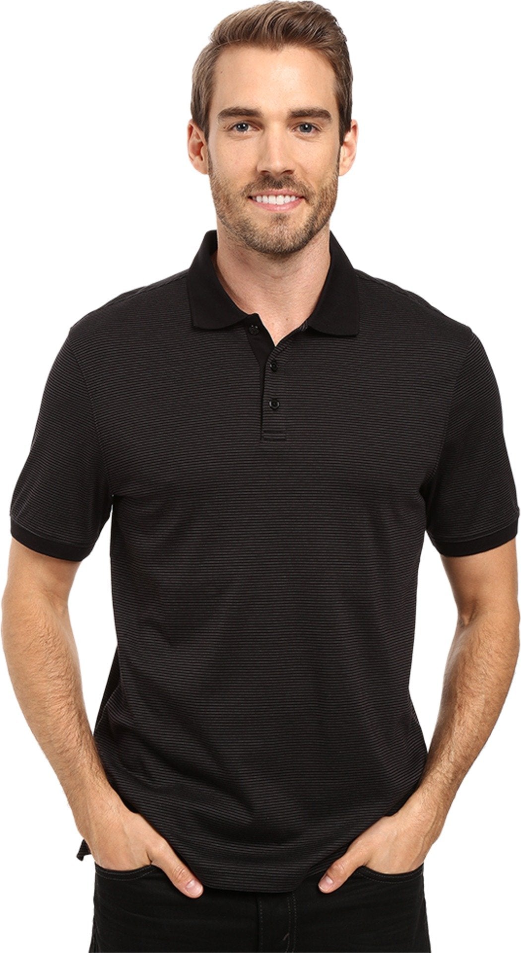 Calvin Klein Men's Liquid Touch Polo Stripe with UV Protection