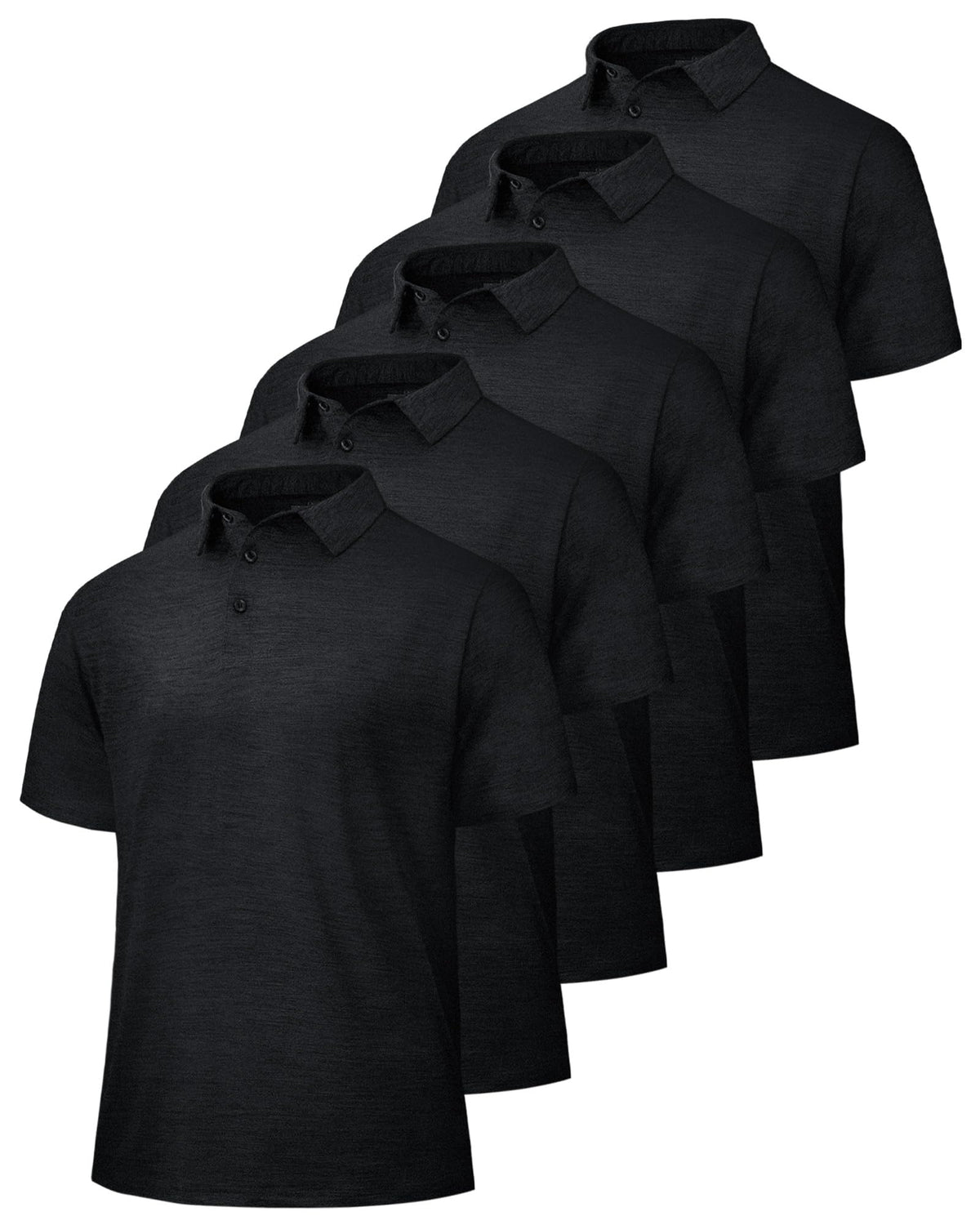 BOOJO 5 Pack Polo Shirts for Men - Quick Dry Moisture Wicking Performance Short Sleeve Mens Golf Shirts for Work Athletic