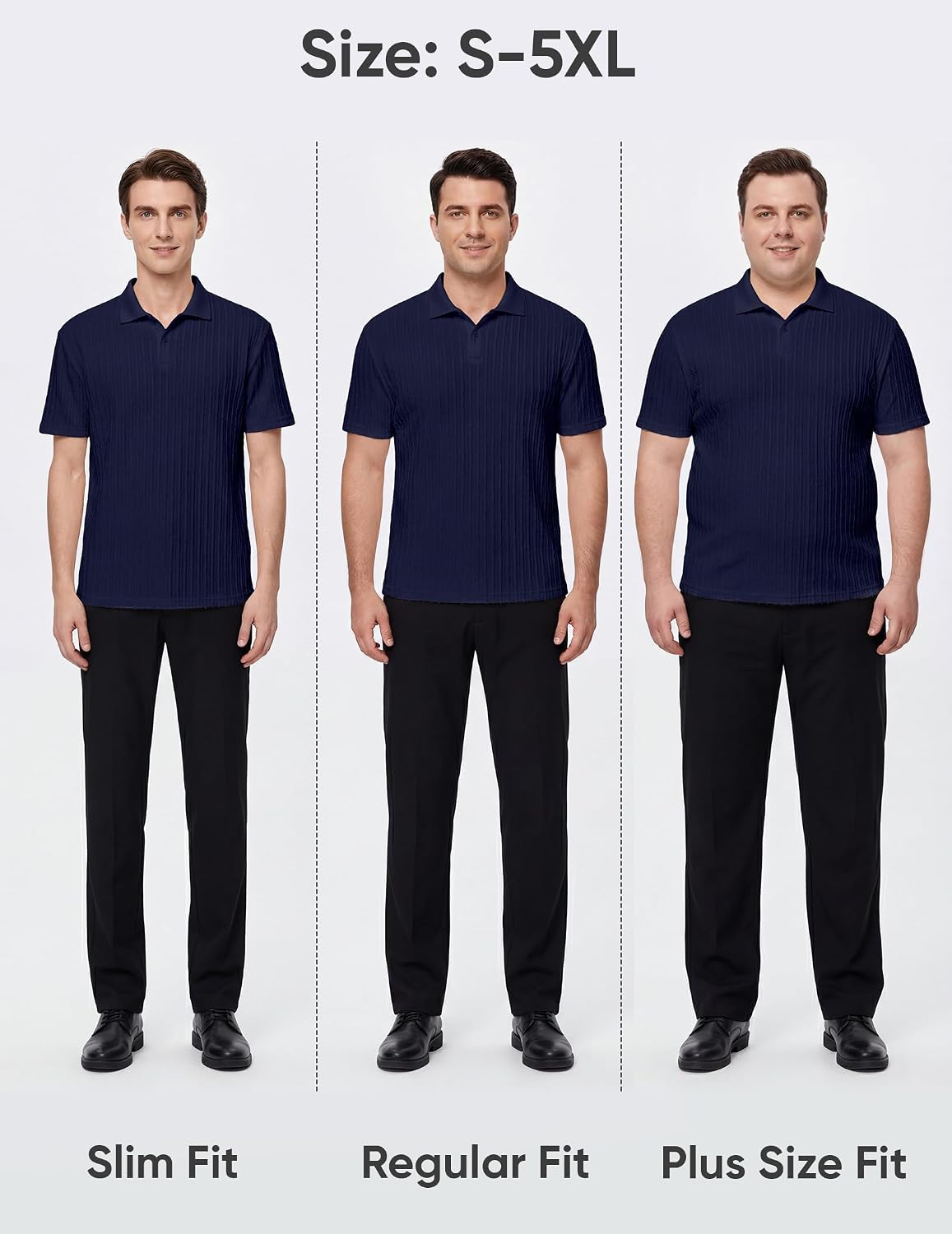 JMIERR Men's Textured Polo Shirt Short Sleeve