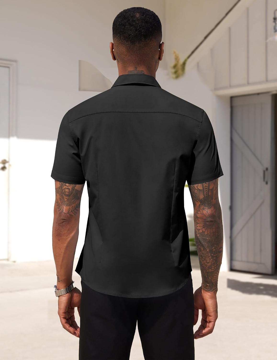 COOFANDY Men's Short Sleeve Casual Button Down Shirt Business Untucked Dress Shirts with Pocket