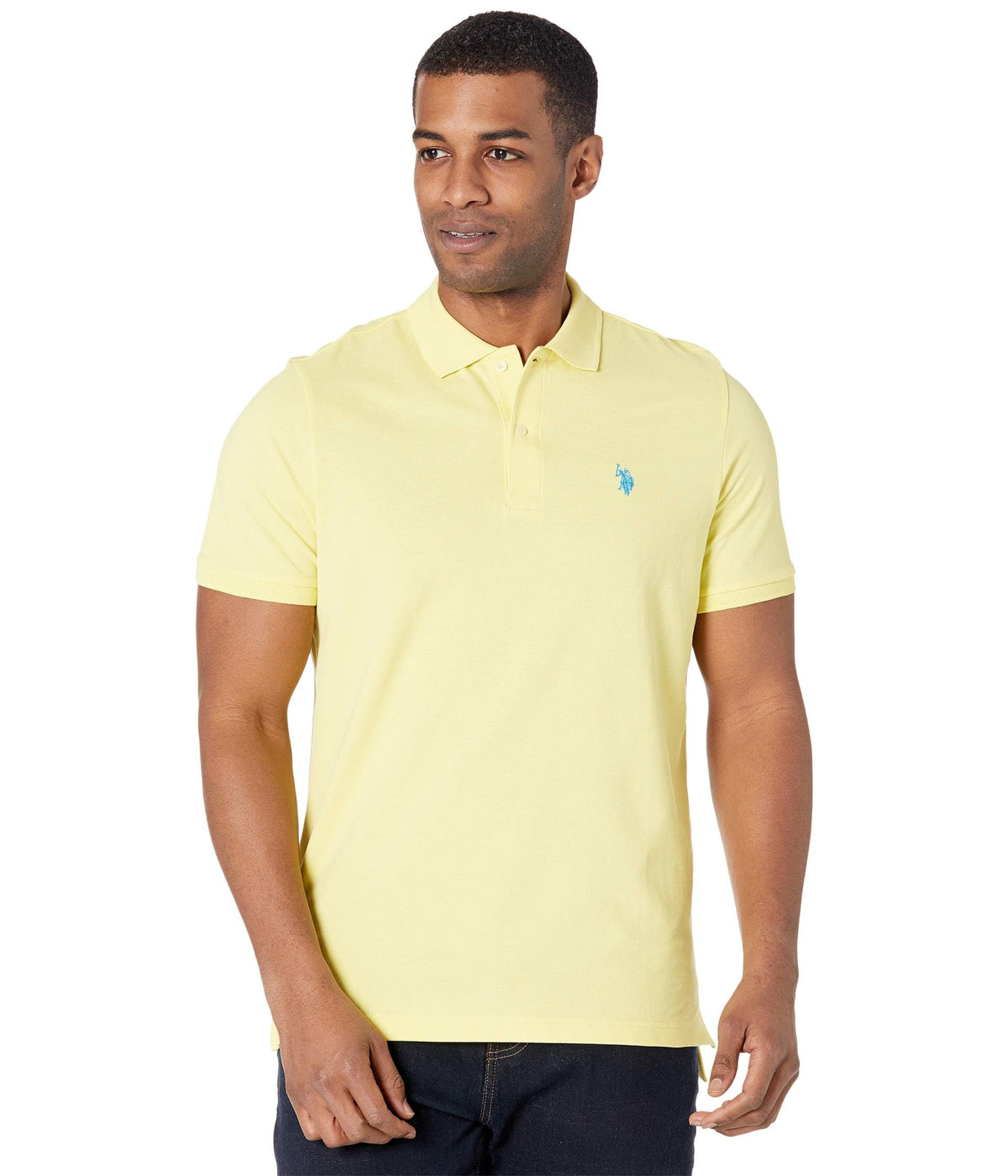 U.S. Polo Assn. Men's Classic Polo Shirt, Two-Button Closure Pique Polo Shirt, Summer Fashion Golf Shirt