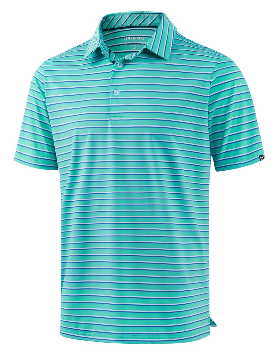 Mens Golf Shirt Dry Fit Performance Short Sleeve Striped Polo Shirts