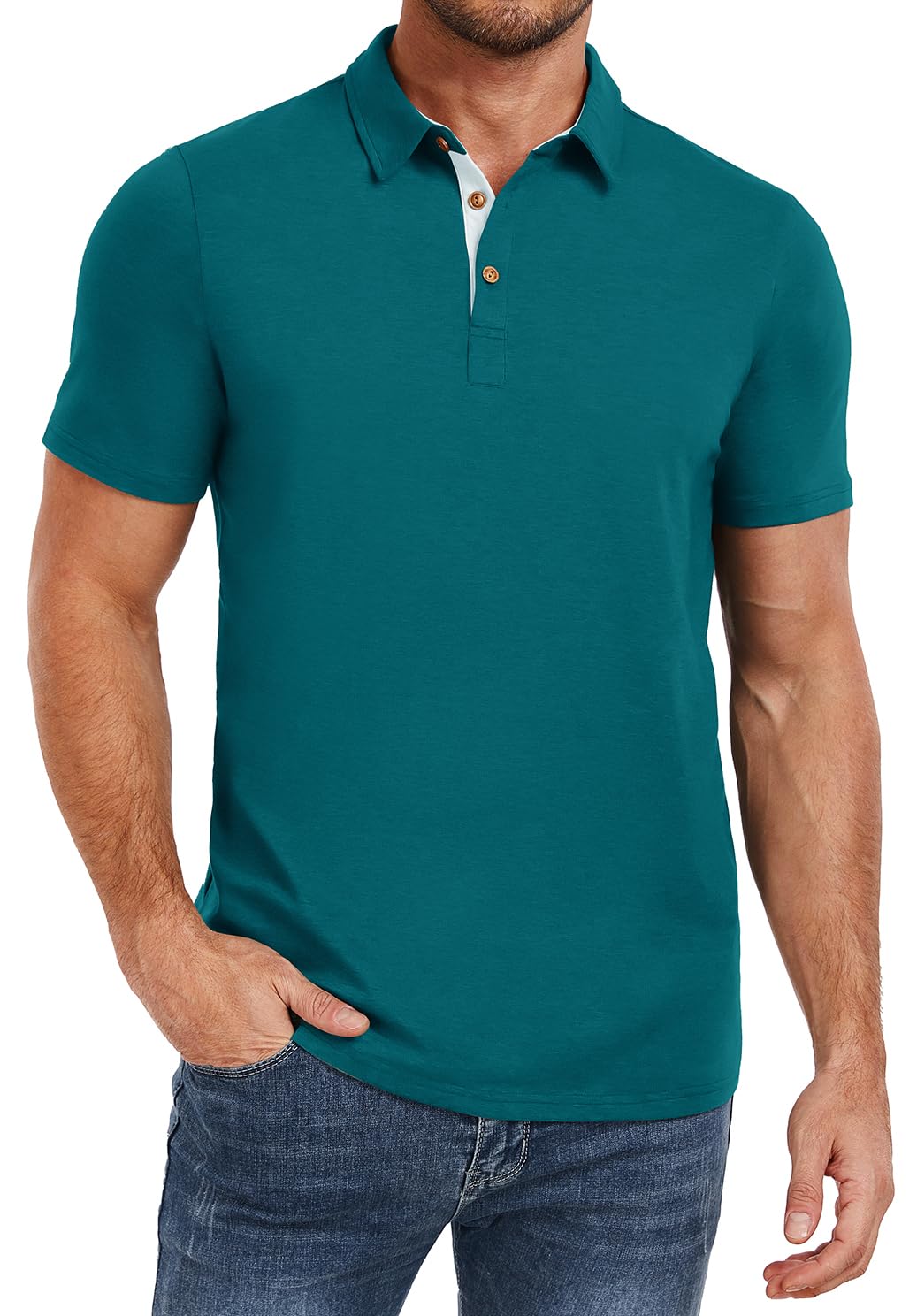 PEGENO Mens Polo Shirts Short Sleeve Casual Cotton Golf Shirts Performance Polo Shirts for Men