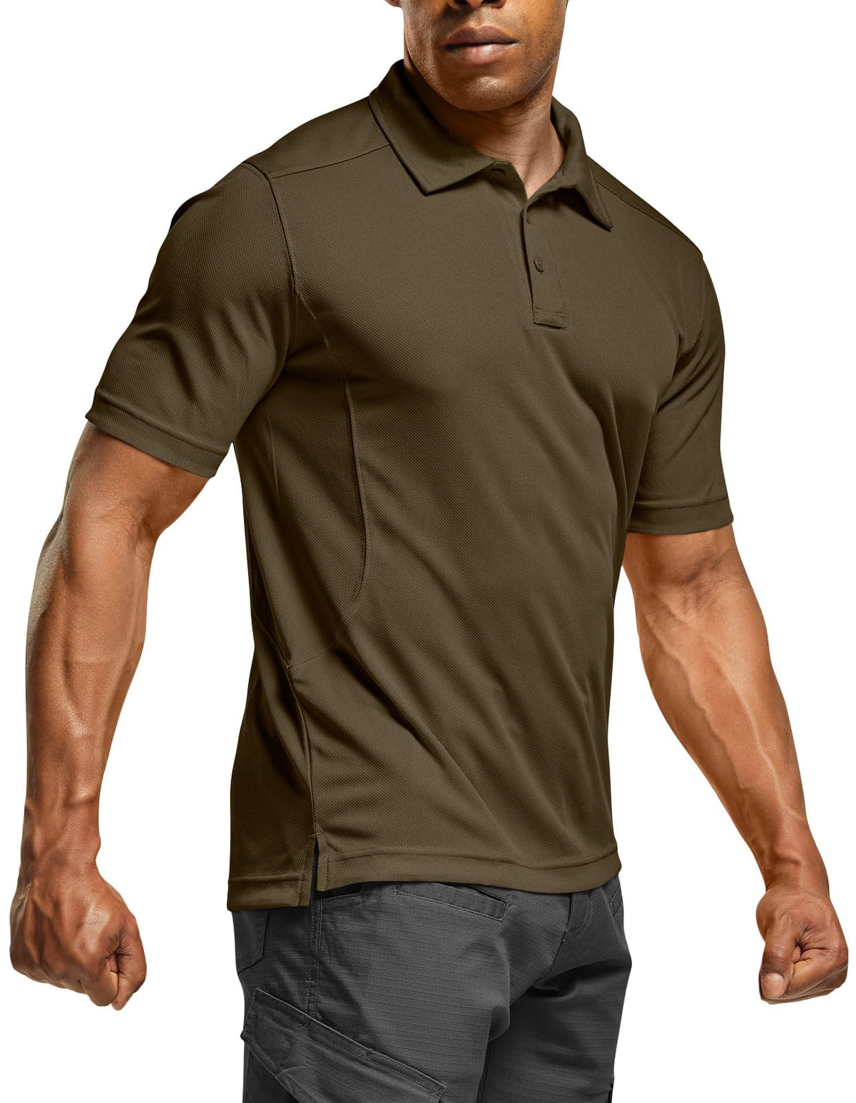 CQR Men's Quick Dry Tactical Polo Shirt, Lightweight Breathable Performance Polo, Short Sleeve UPF 50+ Outdoor Golf Shirt