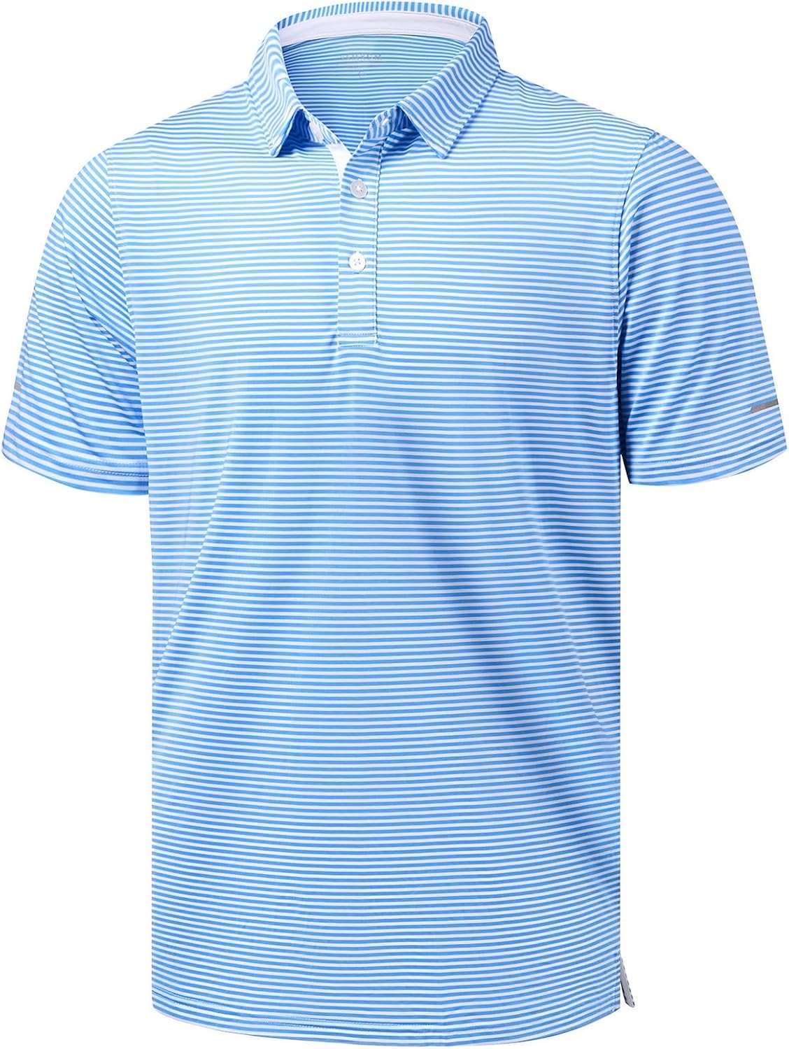 Golf Shirts for Men - Dry Fit Moisture Wicking Short Sleeve Performance Sport Casual Striped Collared Mens Polo Shirt