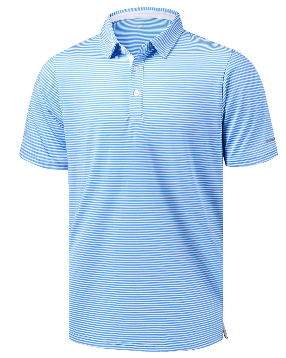 Golf Shirts for Men - Dry Fit Moisture Wicking Short Sleeve Performance Sport Casual Striped Collared Mens Polo Shirt
