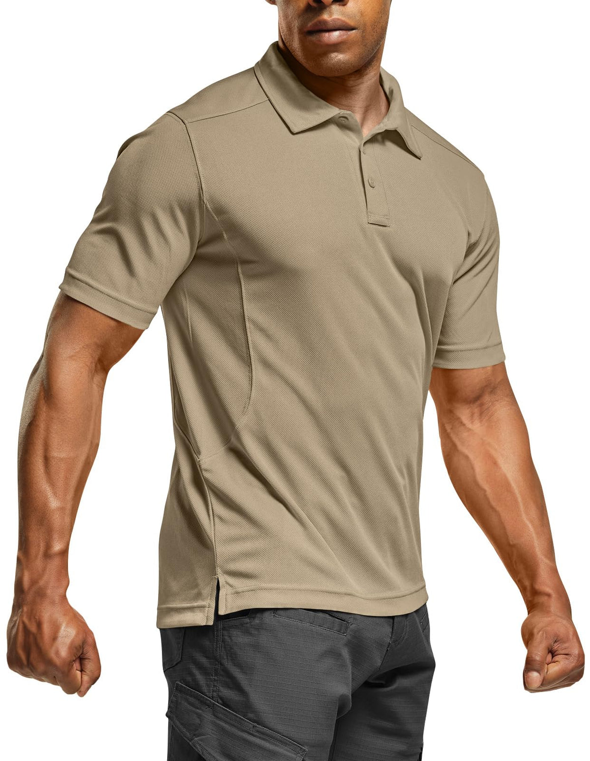 CQR Men's Quick Dry Tactical Polo Shirt, Lightweight Breathable Performance Polo, Short Sleeve UPF 50+ Outdoor Golf Shirt
