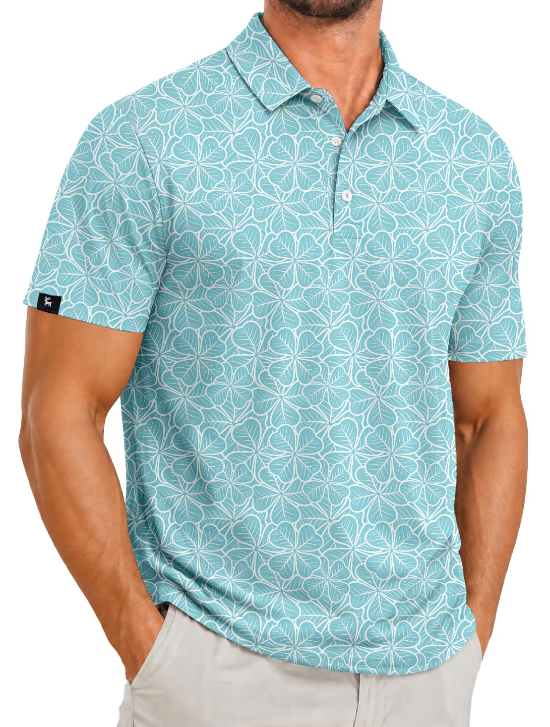 ZITY Men's Golf Polo Shirts Short Sleeve Print Patterns Moisture Wicking