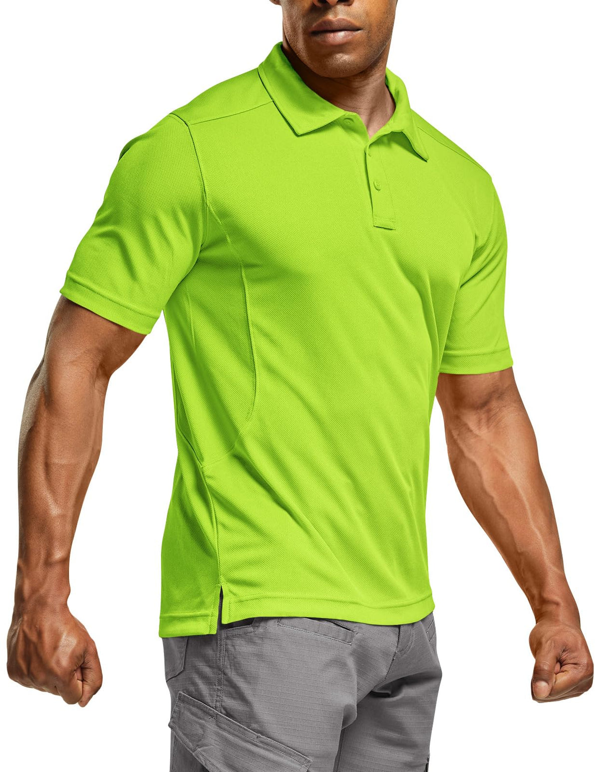 CQR Men's Quick Dry Tactical Polo Shirt, Lightweight Breathable Performance Polo, Short Sleeve UPF 50+ Outdoor Golf Shirt